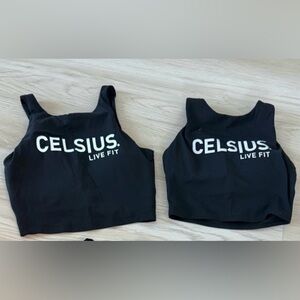 CELSIUS Black Crop Athletic Tops